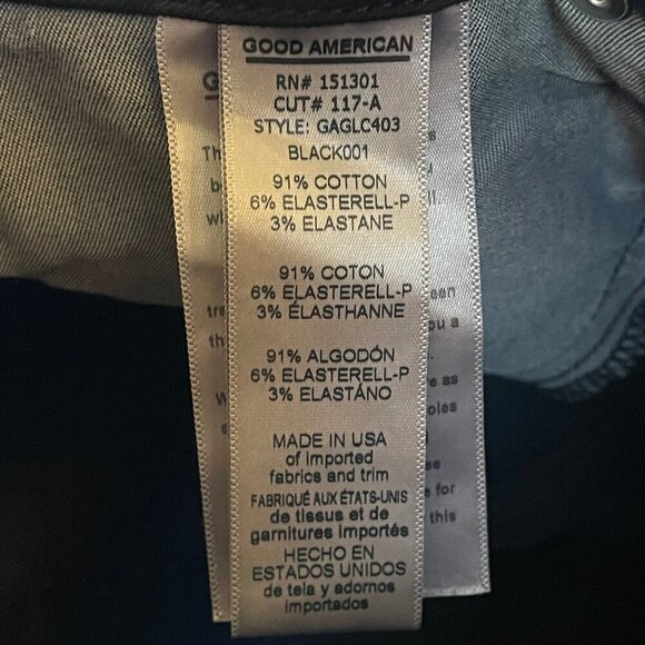 NWT Good American Good Legs Crop Stretch Skinny Jeans in Black001 Sz. 0 - Picture 4 of 4